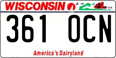 WI license plate 361OCN