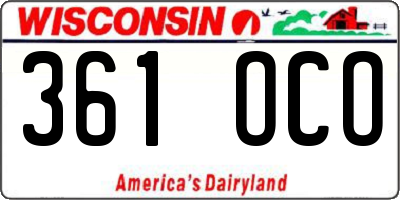 WI license plate 361OCO