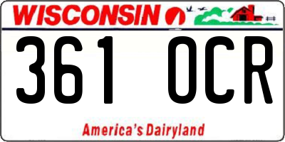 WI license plate 361OCR