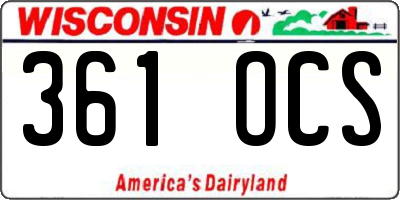 WI license plate 361OCS