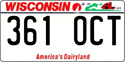 WI license plate 361OCT