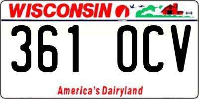 WI license plate 361OCV