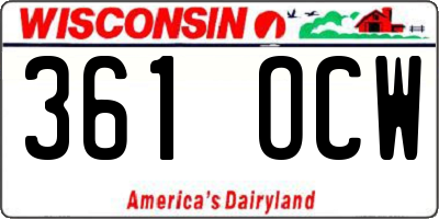 WI license plate 361OCW