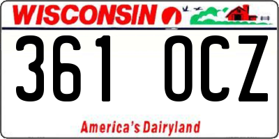 WI license plate 361OCZ