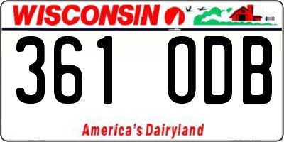 WI license plate 361ODB
