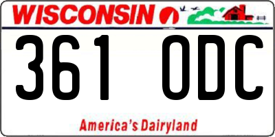 WI license plate 361ODC