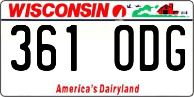 WI license plate 361ODG