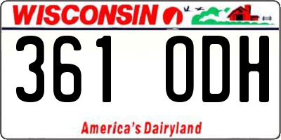 WI license plate 361ODH