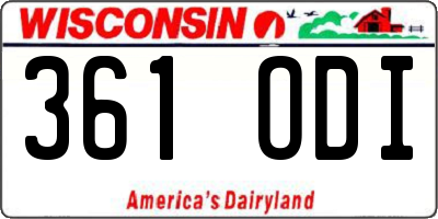 WI license plate 361ODI