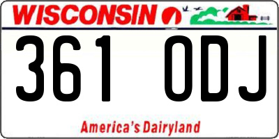 WI license plate 361ODJ