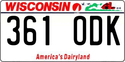 WI license plate 361ODK