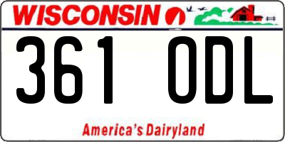 WI license plate 361ODL