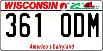 WI license plate 361ODM