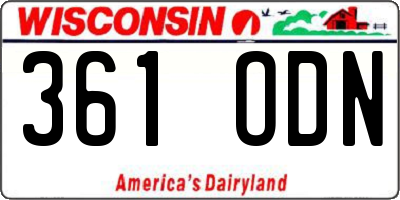 WI license plate 361ODN