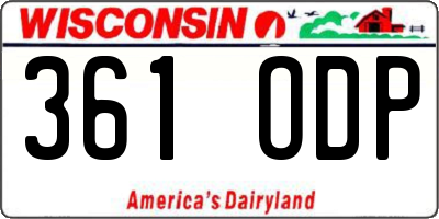 WI license plate 361ODP