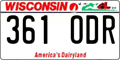 WI license plate 361ODR