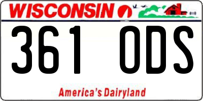 WI license plate 361ODS