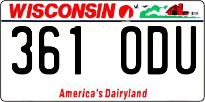 WI license plate 361ODU