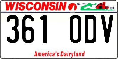 WI license plate 361ODV