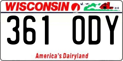 WI license plate 361ODY