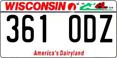 WI license plate 361ODZ