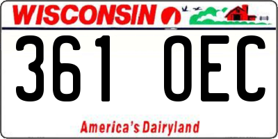 WI license plate 361OEC