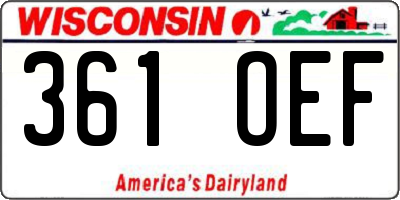 WI license plate 361OEF