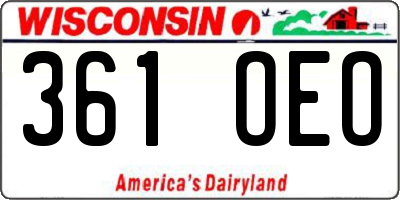 WI license plate 361OEO