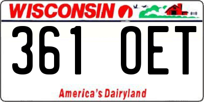 WI license plate 361OET