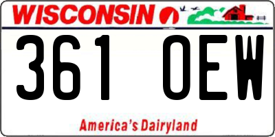 WI license plate 361OEW