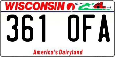 WI license plate 361OFA
