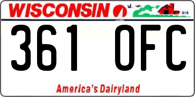 WI license plate 361OFC