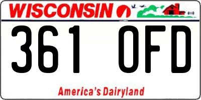 WI license plate 361OFD
