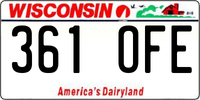 WI license plate 361OFE