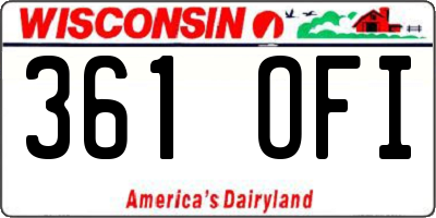 WI license plate 361OFI