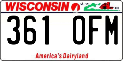 WI license plate 361OFM