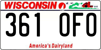 WI license plate 361OFO
