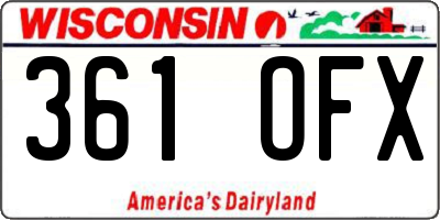 WI license plate 361OFX