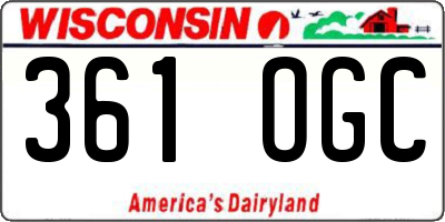 WI license plate 361OGC