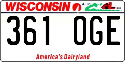 WI license plate 361OGE
