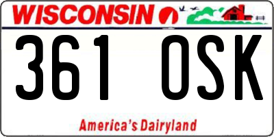 WI license plate 361OSK