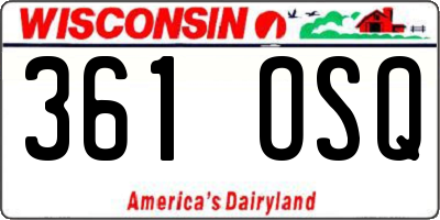 WI license plate 361OSQ