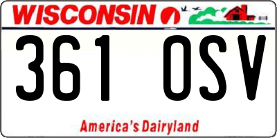WI license plate 361OSV