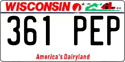 WI license plate 361PEP