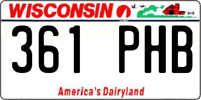 WI license plate 361PHB