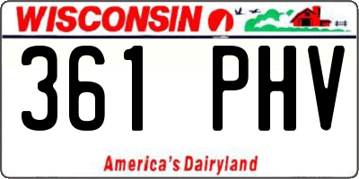 WI license plate 361PHV