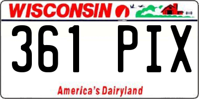 WI license plate 361PIX