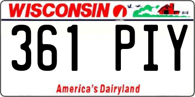 WI license plate 361PIY