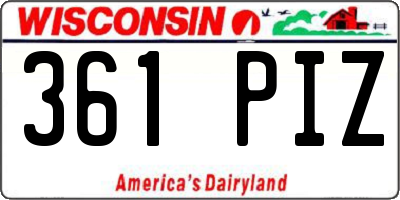 WI license plate 361PIZ