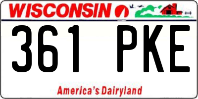 WI license plate 361PKE